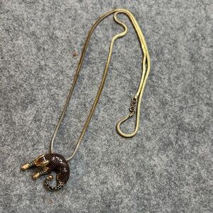 Elegant Gold and Brown Panther Necklace